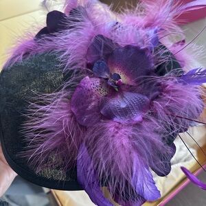 Royal Landon Elegant Purple Feathered Hat - New